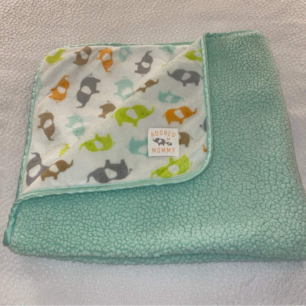 Carter's Cozy Elephant Blanket -‎ Aqua and Multicolor